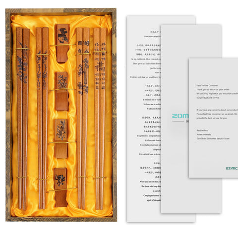 ZOMCHAIN wooden chopsticks set, non-slip and heat-resistant for safe handling.