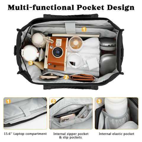 ZOMFELT lunch tote laptop compartment fits 15.6-inch devices securely.