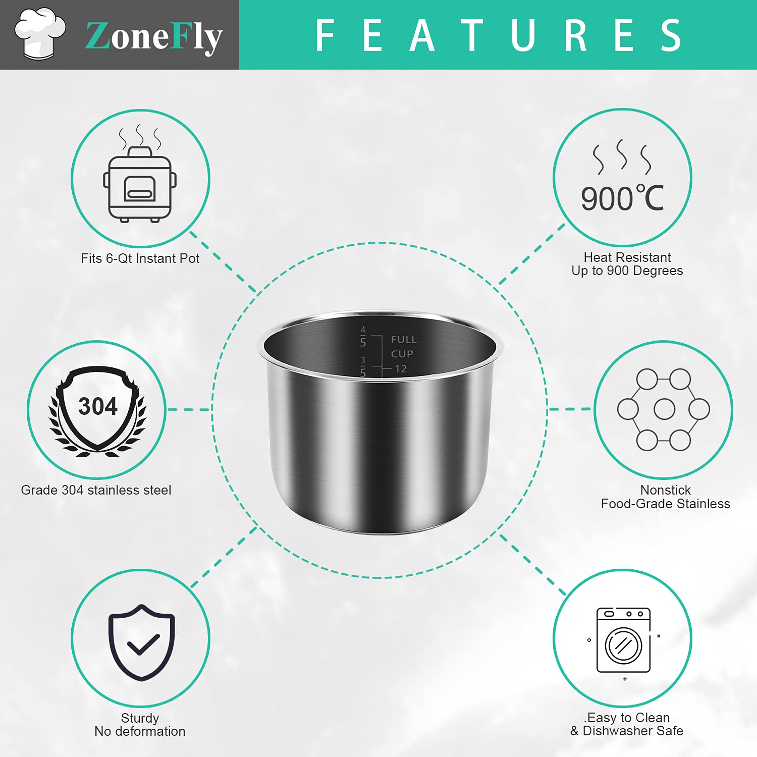 ZoneFly sealing ring 100% silicone for reliable 5/6 qt seals