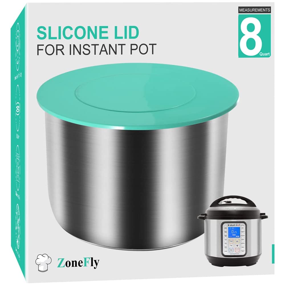 ZoneFly silicone lid on 8 qt Instant Pot, providing airtight storage.