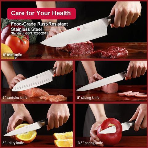 Zongchuan triple tech serrated knife reduces resistance during cutting