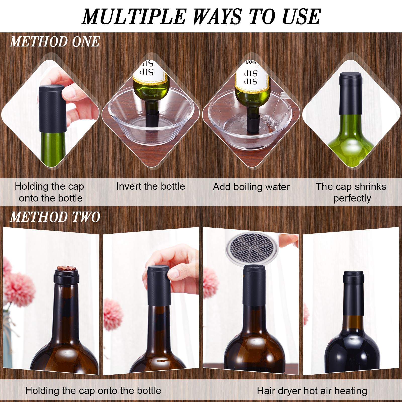 Zonon ready-to-use heat-shrink capsules for common bottling methods.