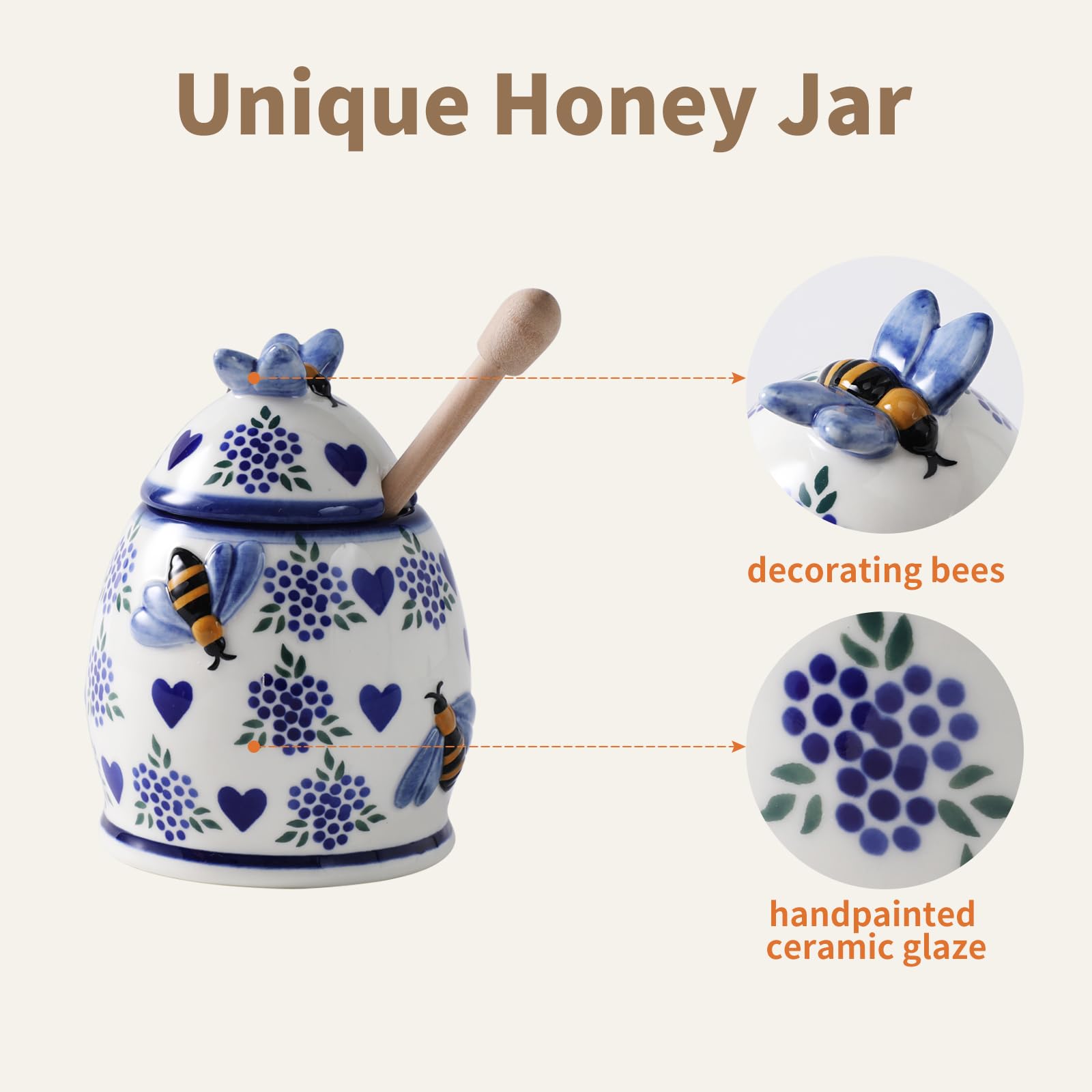 ZOOBEE no-drip honey pot design keeps surfaces clean during pour.