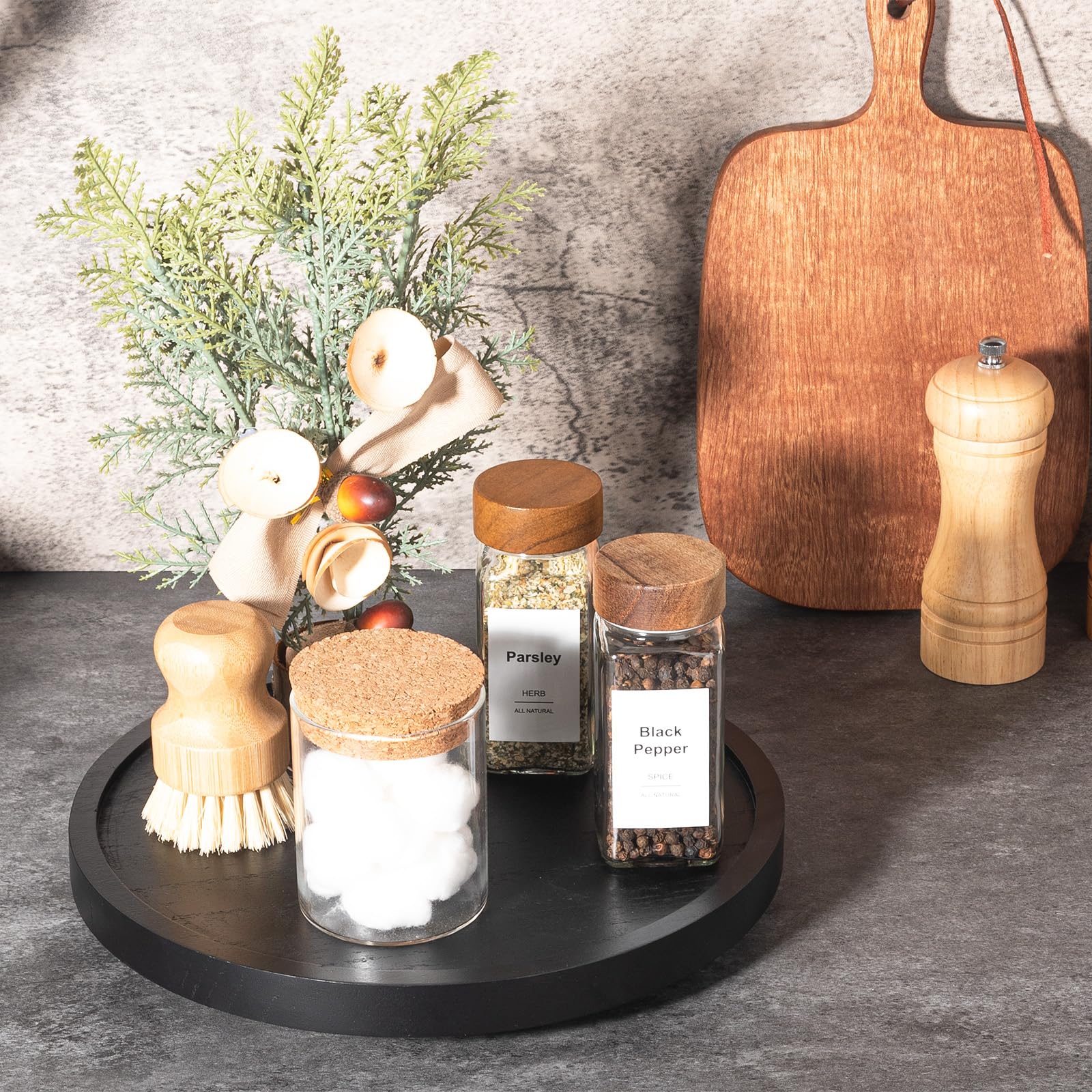 Zoocatia Wood Lazy Susan 10inch-diameter for space-saving organization.