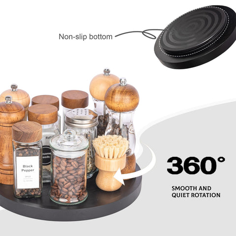 Zoocatia Wood Lazy Susan for bathroom vanity helps keep toiletries neatly arranged.
