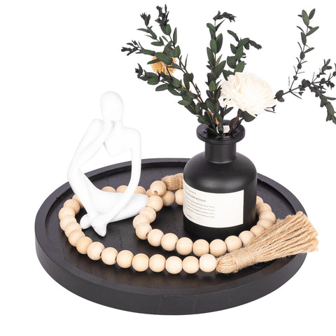Zoocatia Wood Lazy Susan coffee table display keeps essentials within reach.