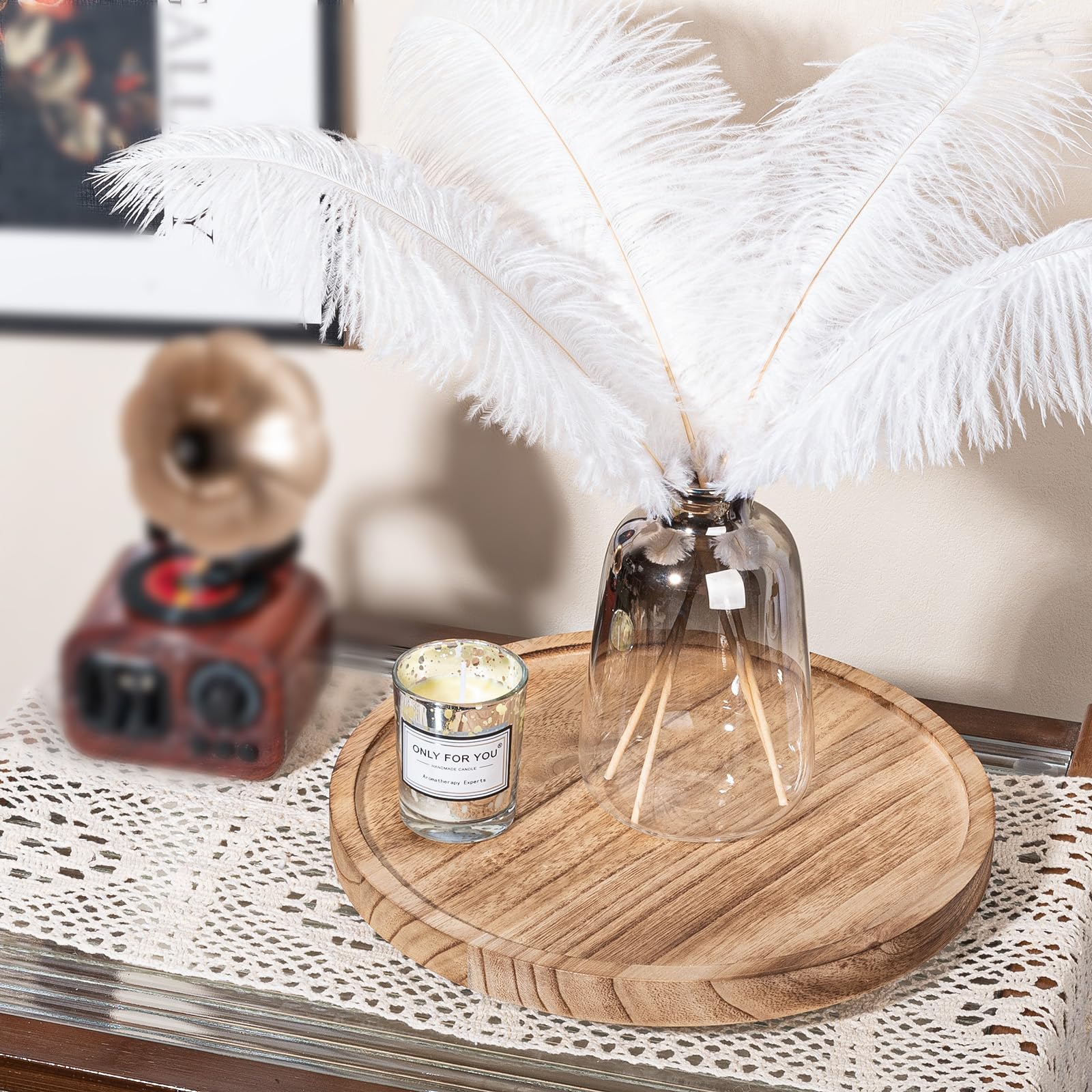 Durable handmade wooden tray with smooth 360-degree rotation and clean finish