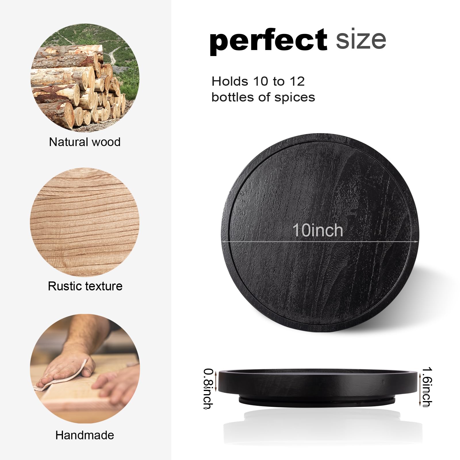 Zoocatia Wood Lazy Susan spice-bottle-storage keeps jars accessible.