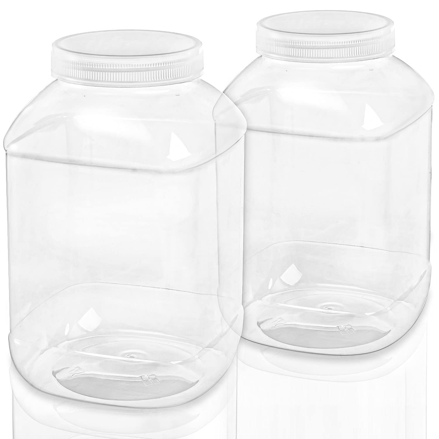 ZOOFOX 2-pack clear plastic jars for pantry storage with visible contents and easy access.