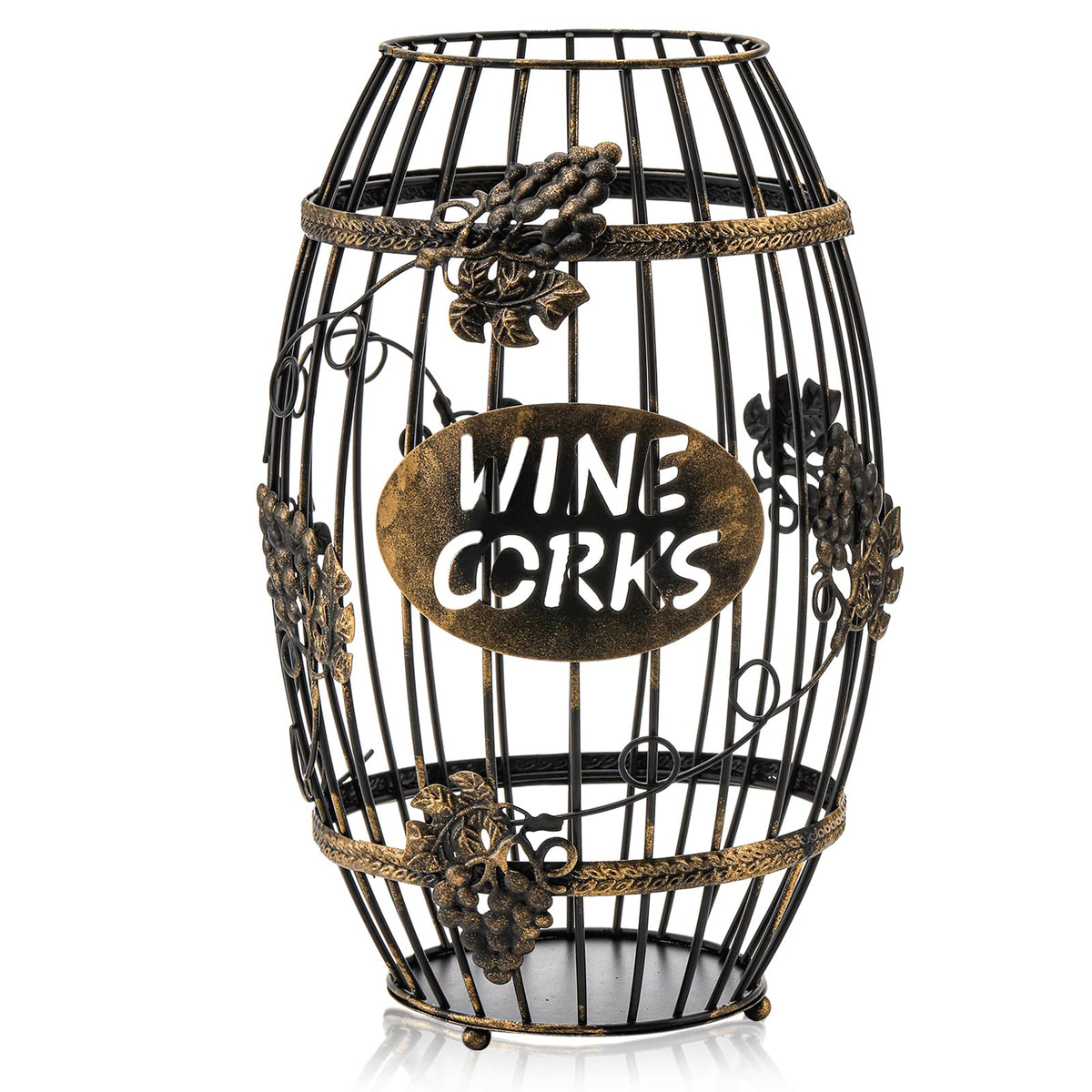ZOOFOX barrel cork holder metal closeup, showing sturdy construction for durable cork storage.