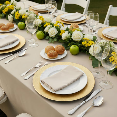 ZOOFOX gold chargers are easy to wipe clean after meals.