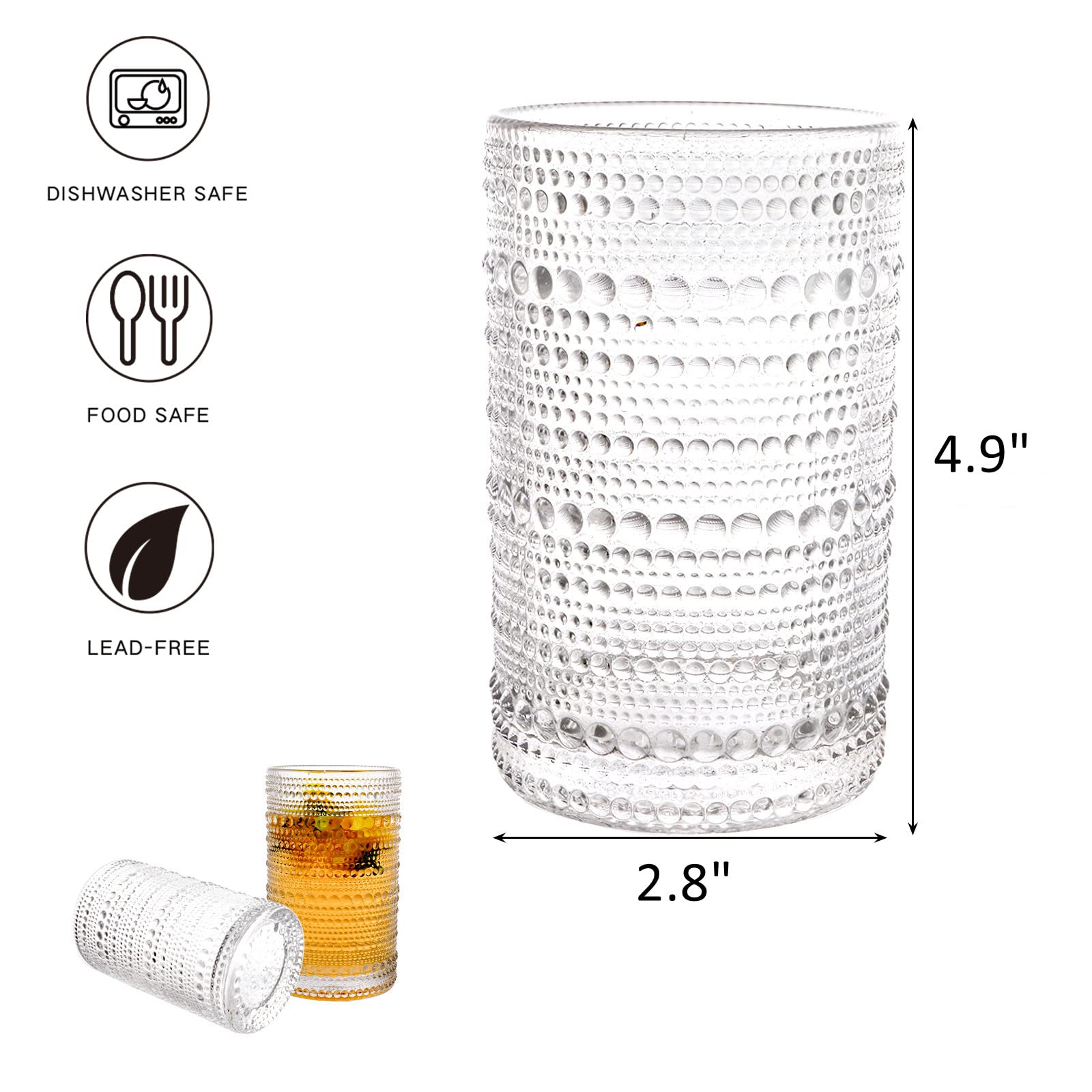 ZOOFOX embossed glassware showcases a textured grip and retro elegance on any table.