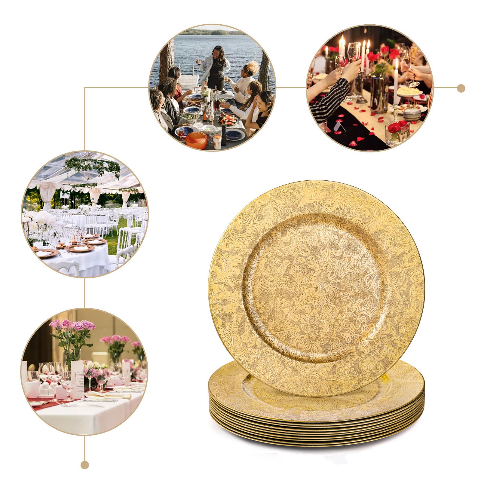 ZOOFOX durable plastic charger plate protects surfaces during dining events.
