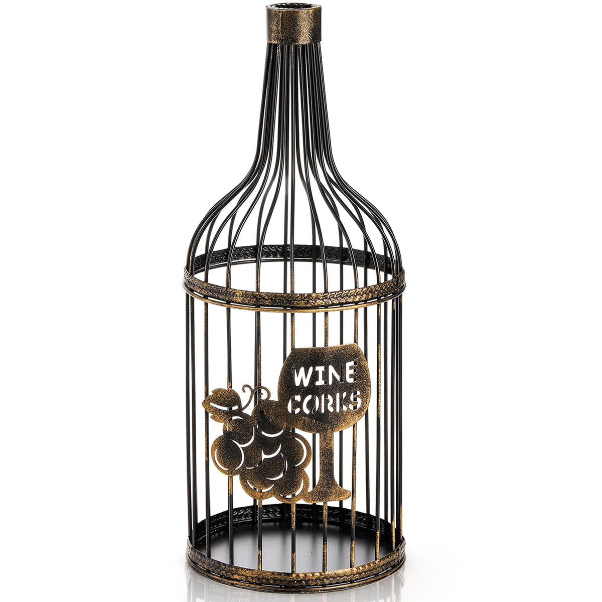 ZOOFOX metal wine cork holder on display, sturdy and stylish for kitchen decor.