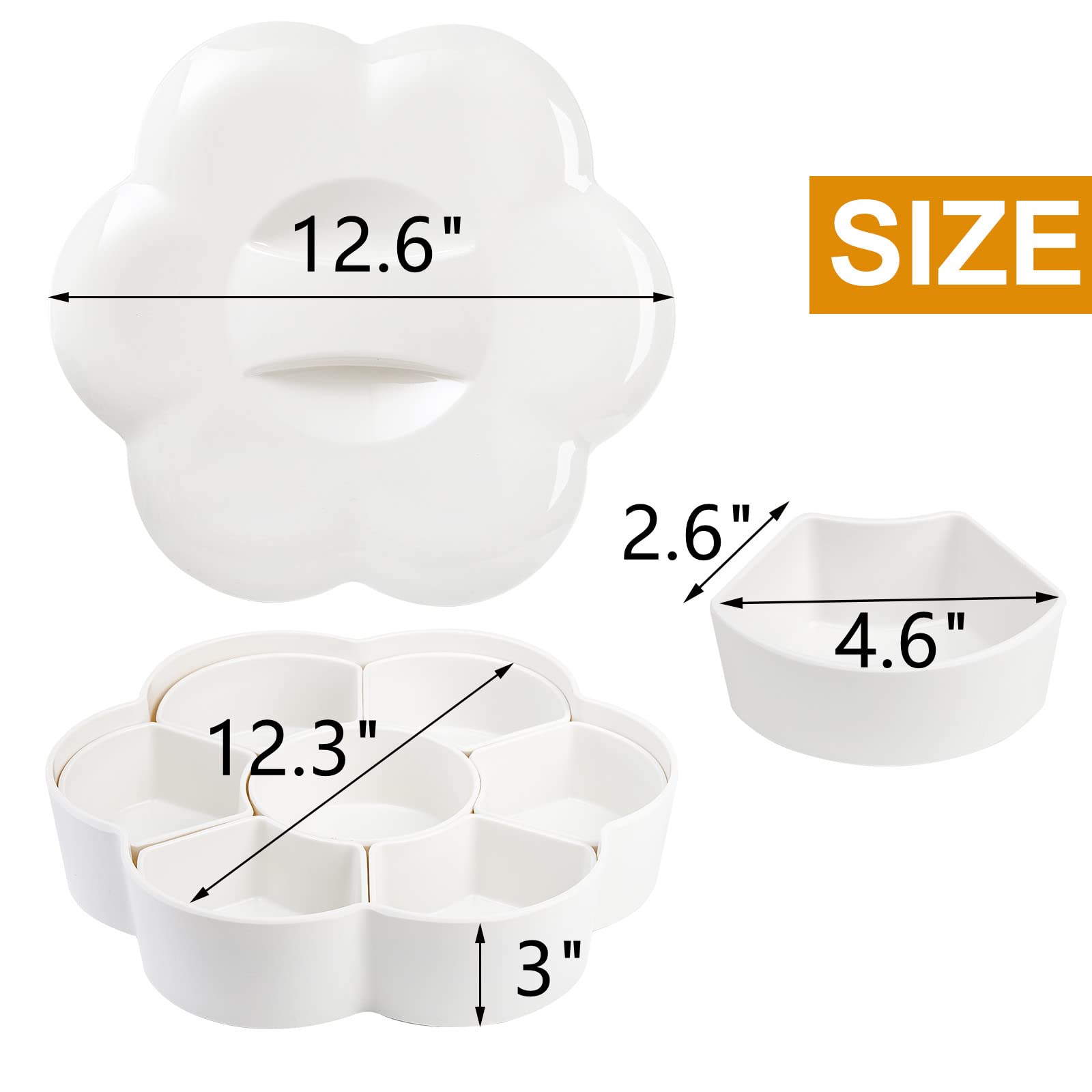 ZOOFOX seven-compartment tray highlights easy organization for chips, dips, and bites.