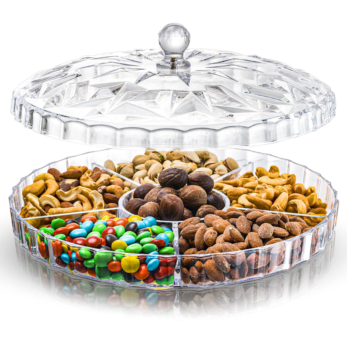ZOOFOX snack serving tray with lid, 12-inch round design for organized entertaining.