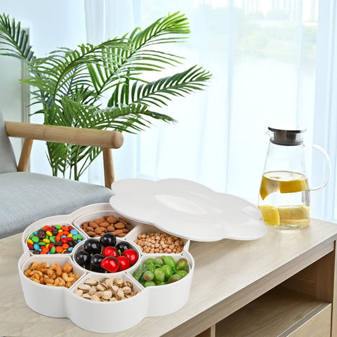 ZOOFOX snack tray for nuts, veggies, and candies keeps items separate and easy to refill.