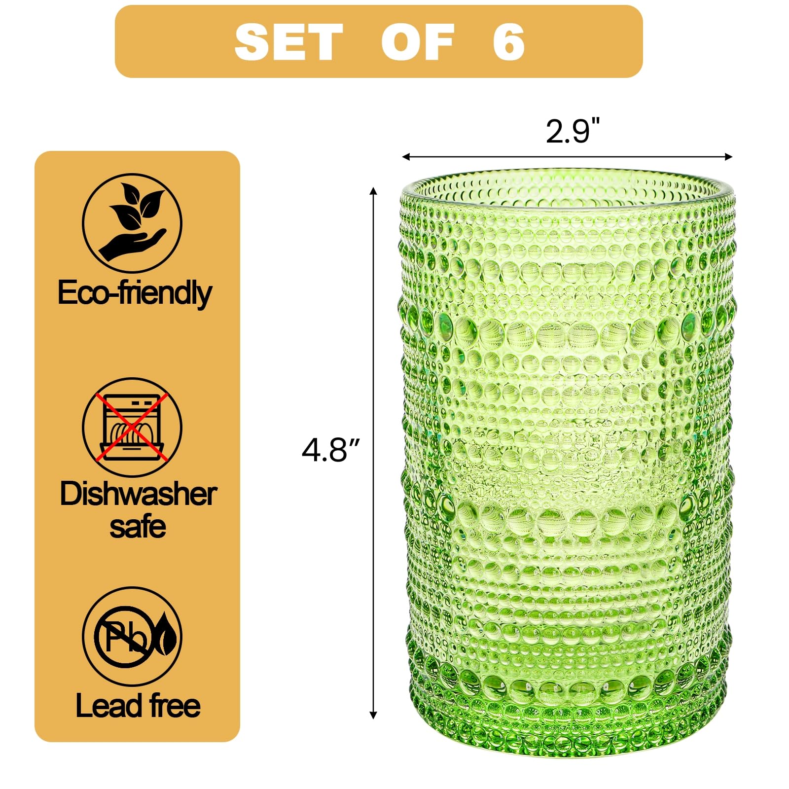ZOOFOX 12oz embossed glass tumbler offering textured grip and retro charm