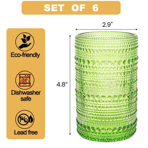 ZOOFOX 12oz embossed glass tumbler offering textured grip and retro charm