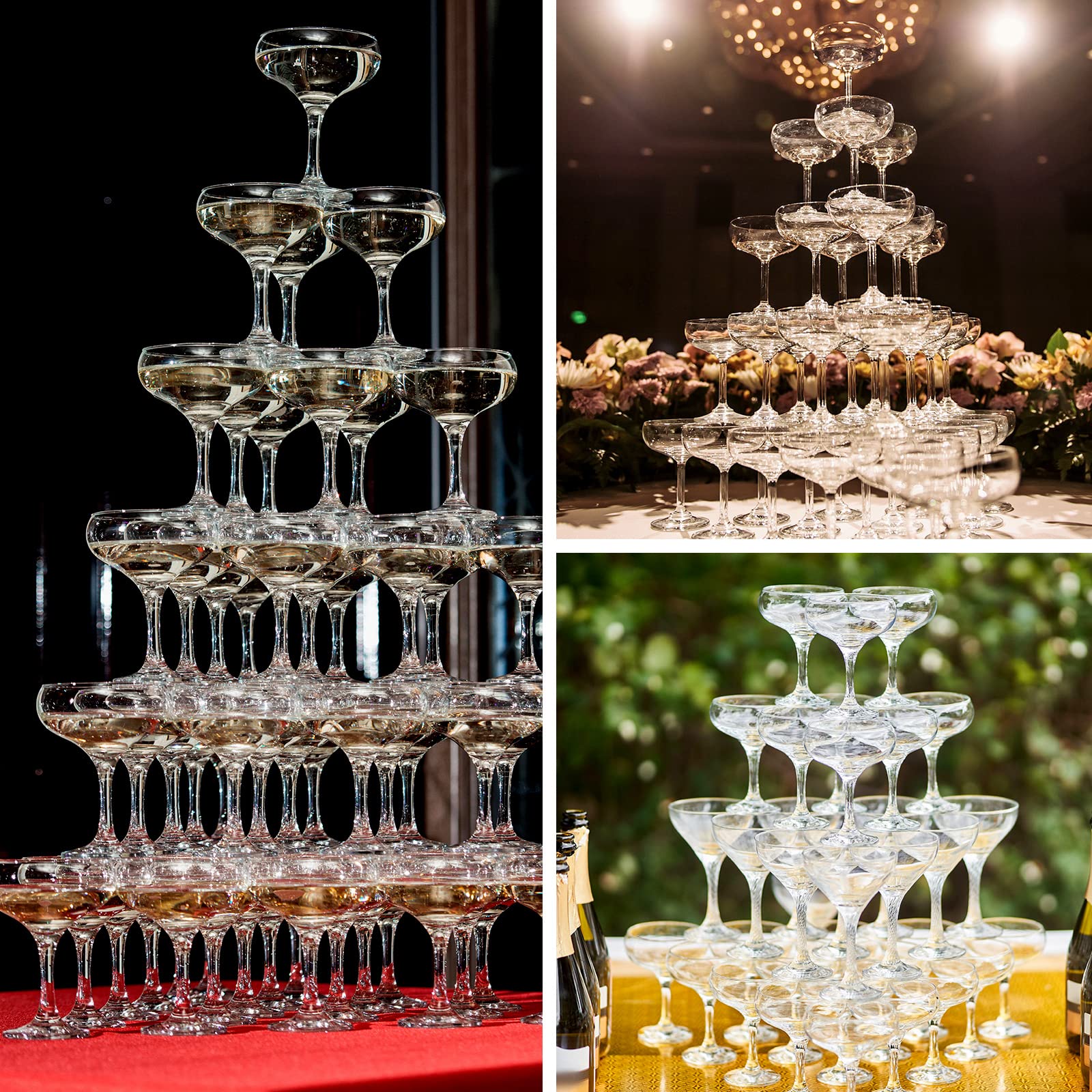 Zopeal champagne glasses 5oz clear cups for stylish, mess-free serving.
