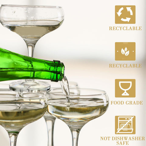 Zopeal champagne glasses 5oz disposable pack ideal for parties and quick cleanup.