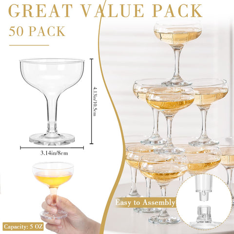 Zopeal champagne glasses 5oz stackable design for easy storage and quick setup.