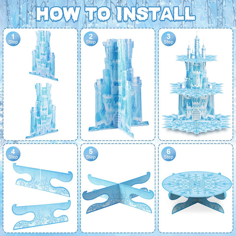 Zopeal blue and white winter backdrop complements the decor.