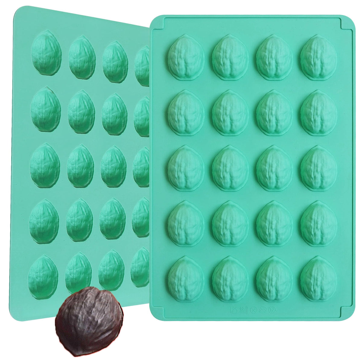 Zorazio walnut cookie mold 20-cavity for oven-safe baking and consistent shapes.