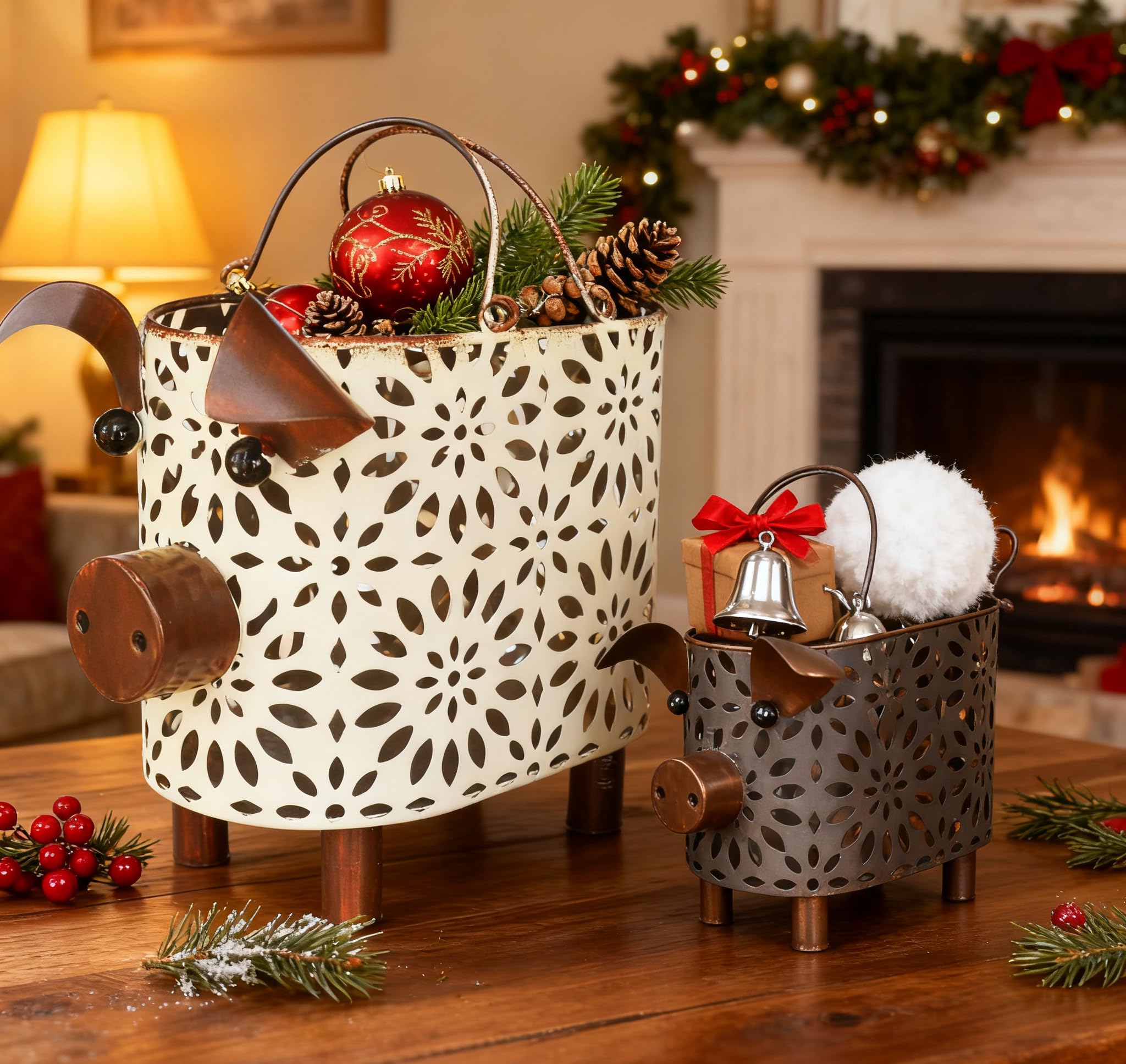 Zoreal farmhouse metal basket decor for living room shelves.