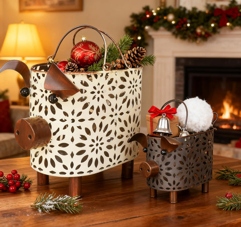 Zoreal farmhouse metal basket decor for living room shelves.