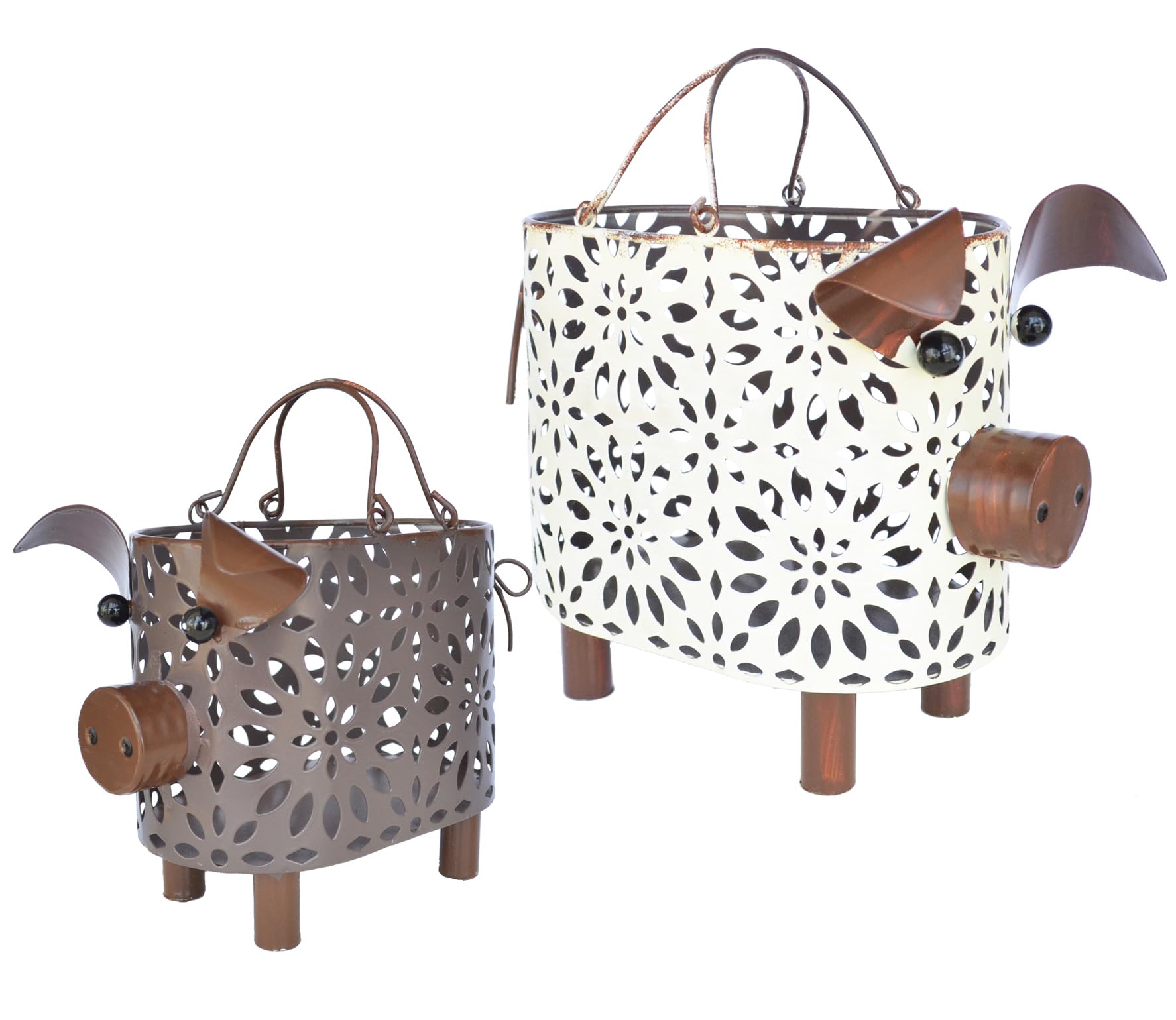 Zoreal pig-design large metal basket with handle for kitchen organization.