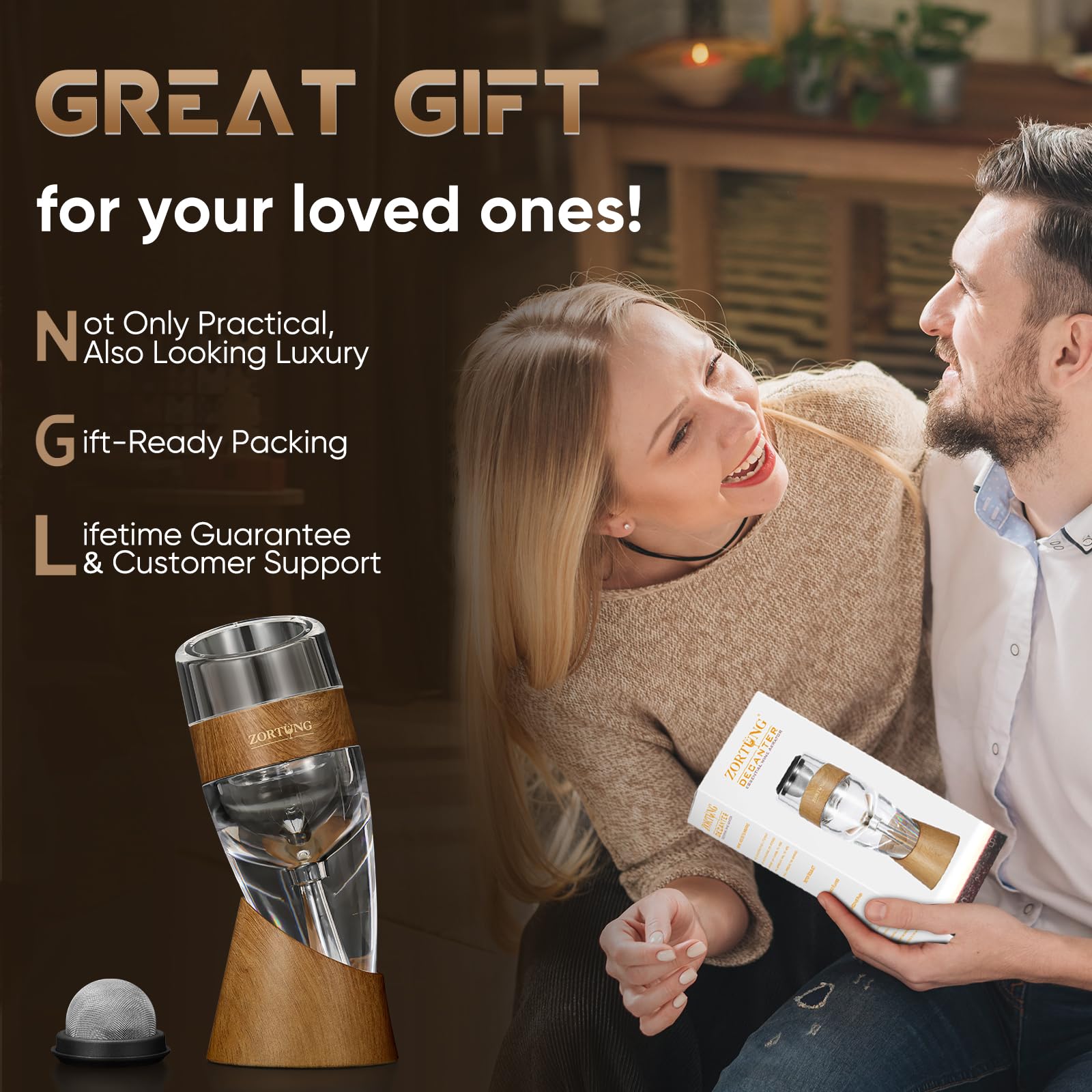 ZORTUNG easy-to-use pourer enhances aroma for home entertaining