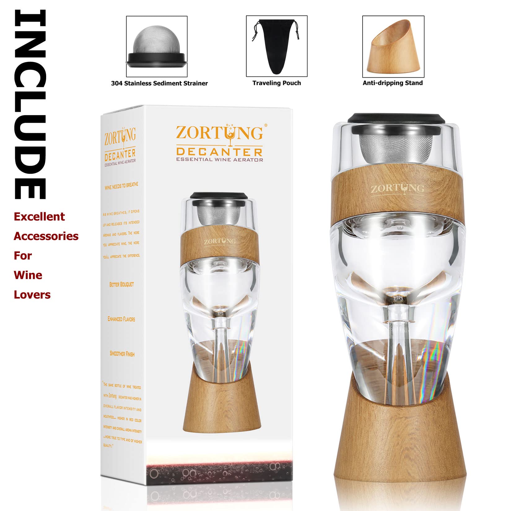 ZORTUNG gift-ready wine aerator ideal for wine lovers and hosts