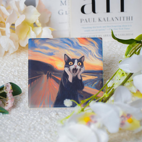 Zosiana Designs Gallery Cats coaster with cork backing shielding furniture