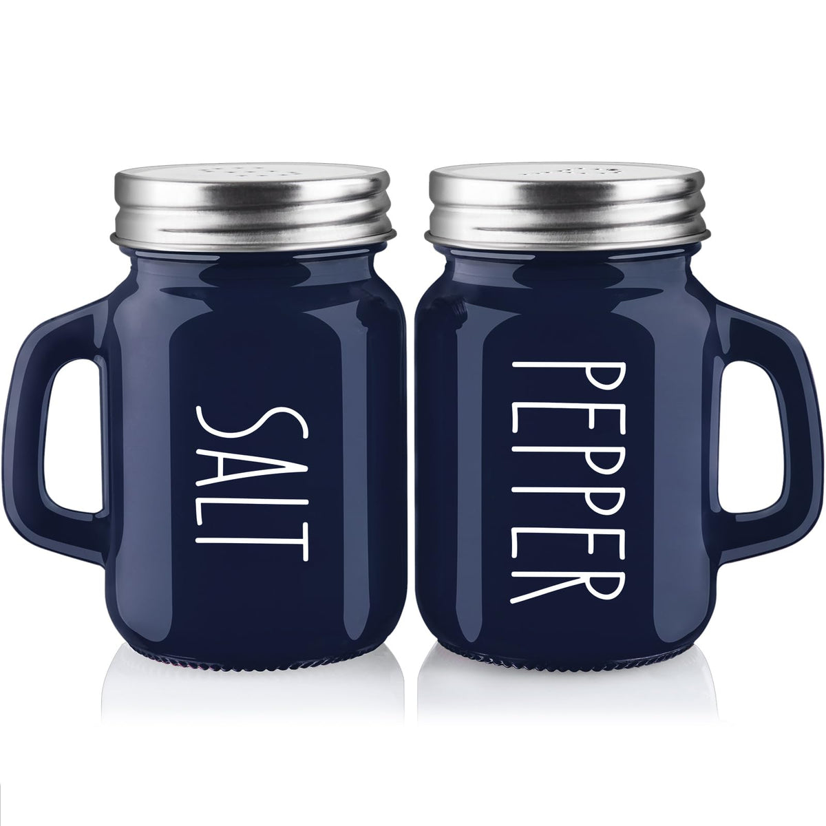 ZOSUJO navy blue salt and pepper shakers with 4oz capacity for daily use.