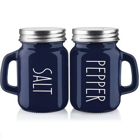 ZOSUJO navy blue salt and pepper shakers with 4oz capacity for daily use.