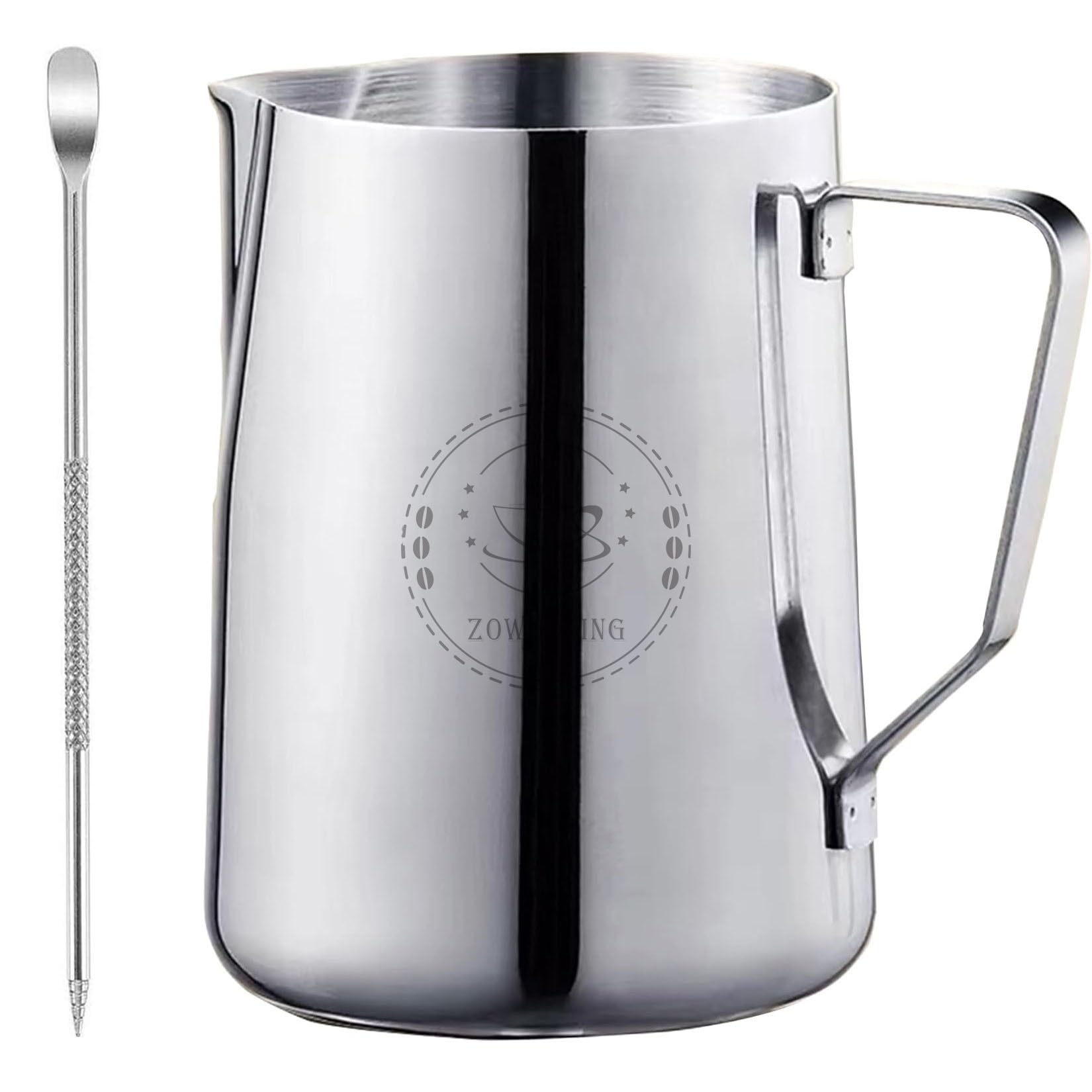 ZOWIE KING 50oz milk frothing pitcher side view for cafe-quality pours.