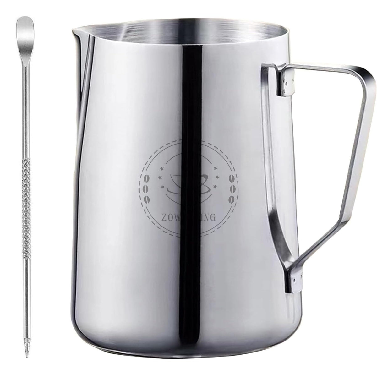 ZOWIE KING 50oz milk frothing pitcher side view for cafe-quality pours.