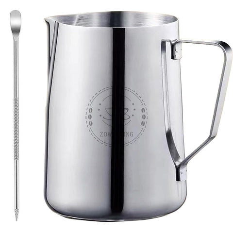 ZOWIE KING 50oz milk frothing pitcher side view for cafe-quality pours.