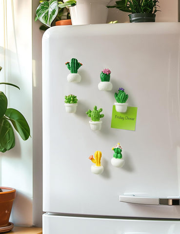 Zreal cactus magnets for multi-purpose use on fridges, whiteboards, lockers, and cabinets.
