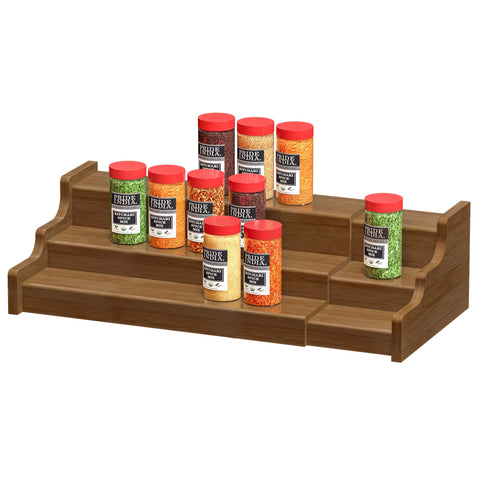 Zri Bamboo 3-tier spice rack display for organized spice storage.