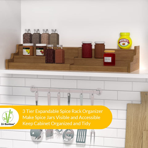 Zri Bamboo expandable design adapts to cabinet width for flexible storage.