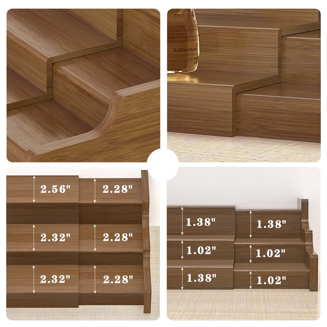 Zri Bamboo shelf for vitamins and essential oils neatly displayed.