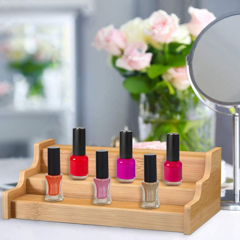 Zri Bamboo Spice Rack with jars shows versatile storage for spices and cosmetics