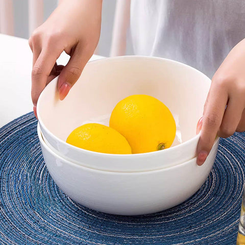Zscera off-white 60 oz bowls ideal for sharing large portions.