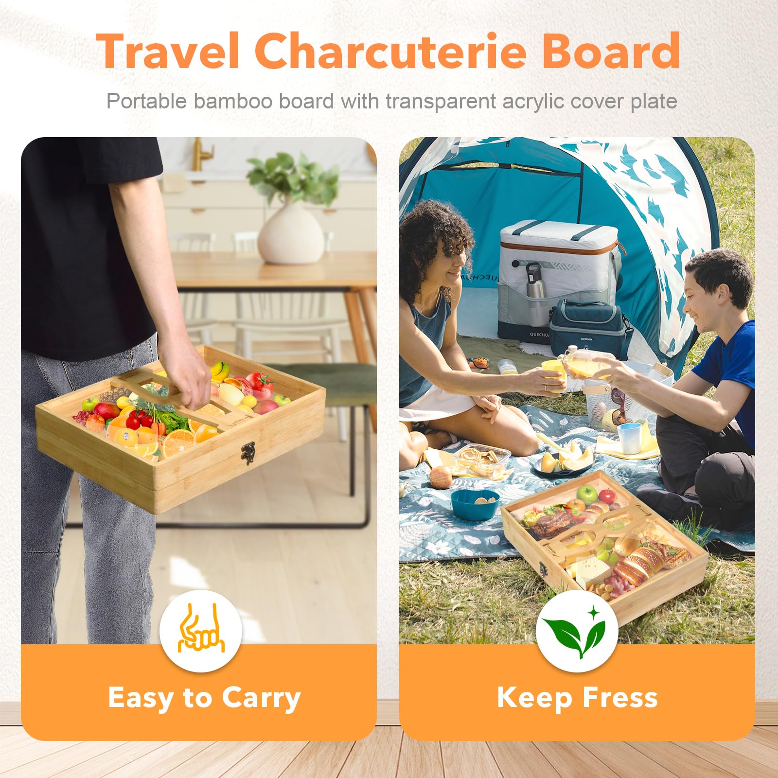 ZTDMGZS charcuterie board non slip handles provide secure grip during service