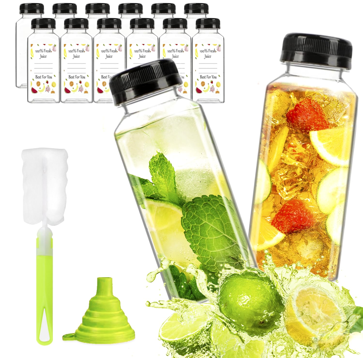 ztarraum 12oz plastic juice bottle with tamper-proof lid for secure storage