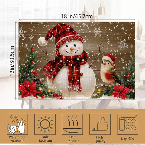 ZTHLL Snowman Snowflakes placemats quick-dry linen fabric after spills.