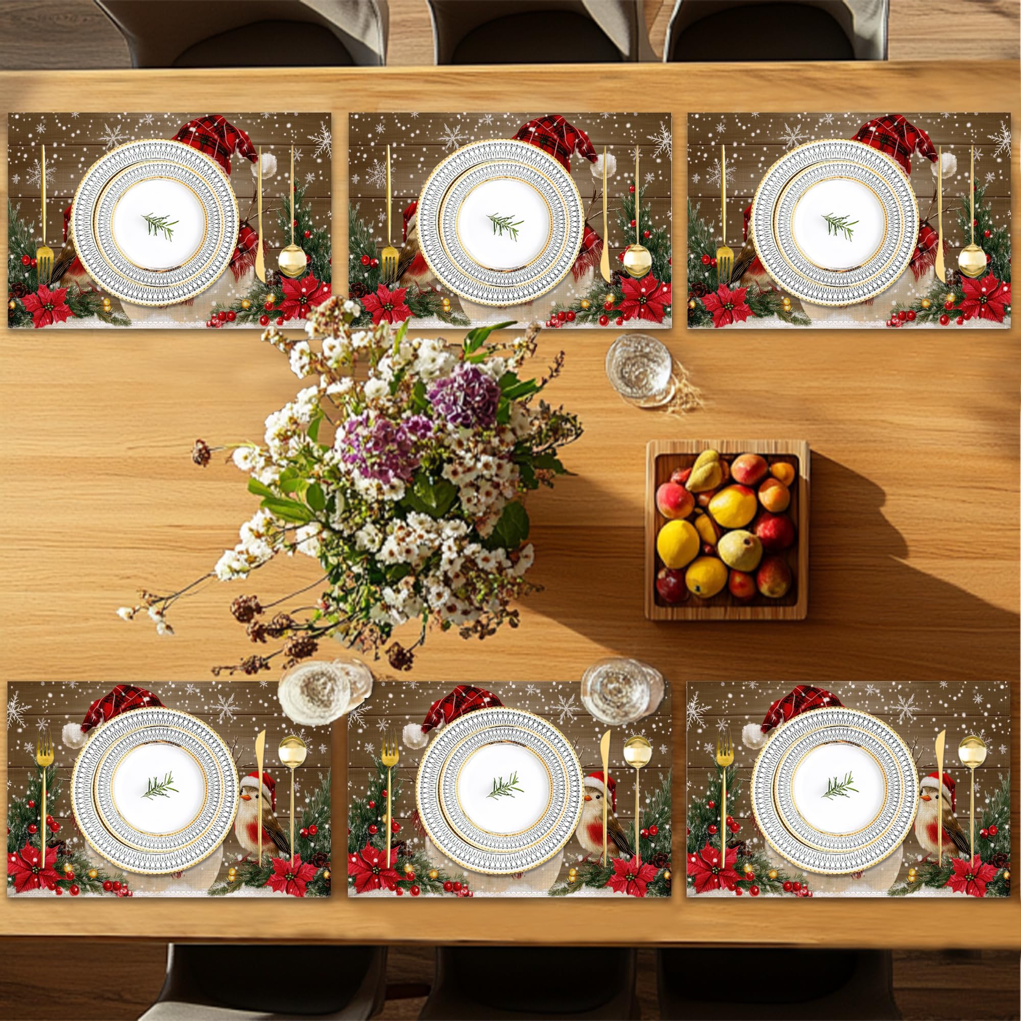 ZTHLL Snowman Snowflakes placemats suitable for wedding or event decor.