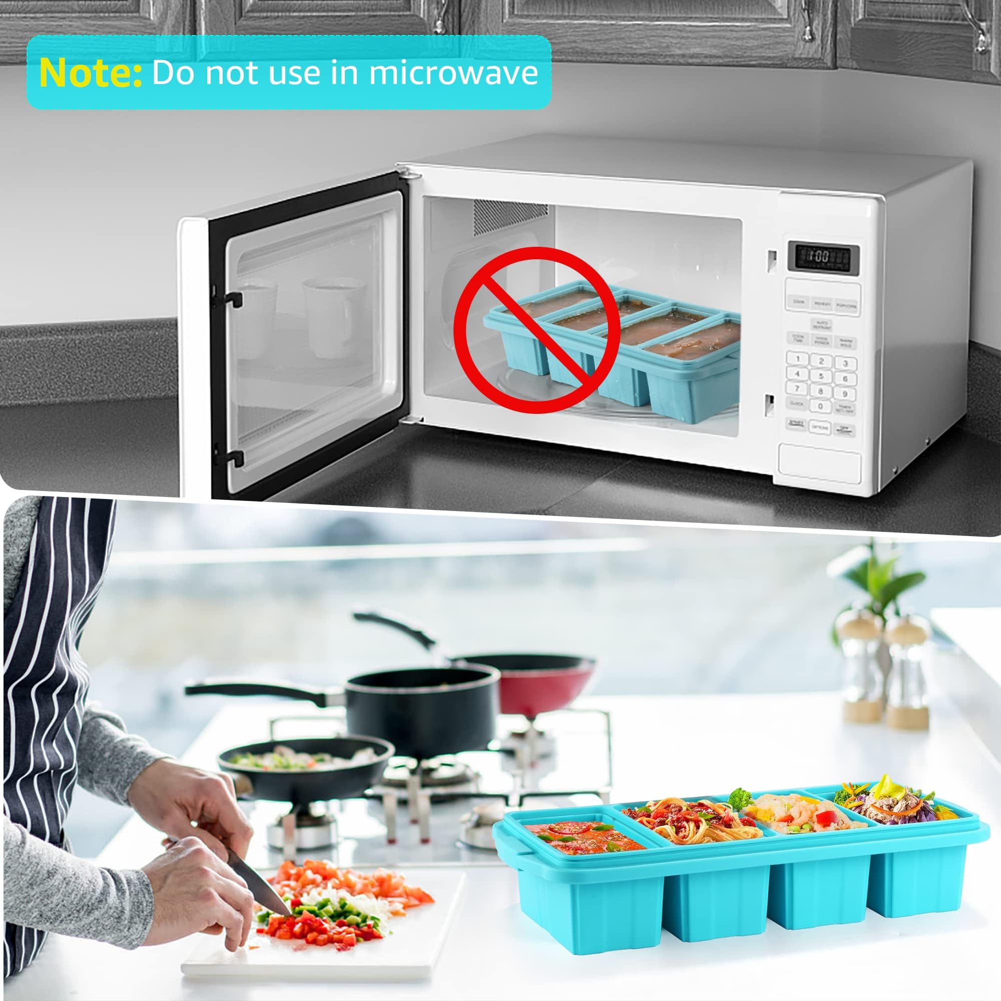 Ztomine tray freezes soups, sauces, and leftovers with ease.